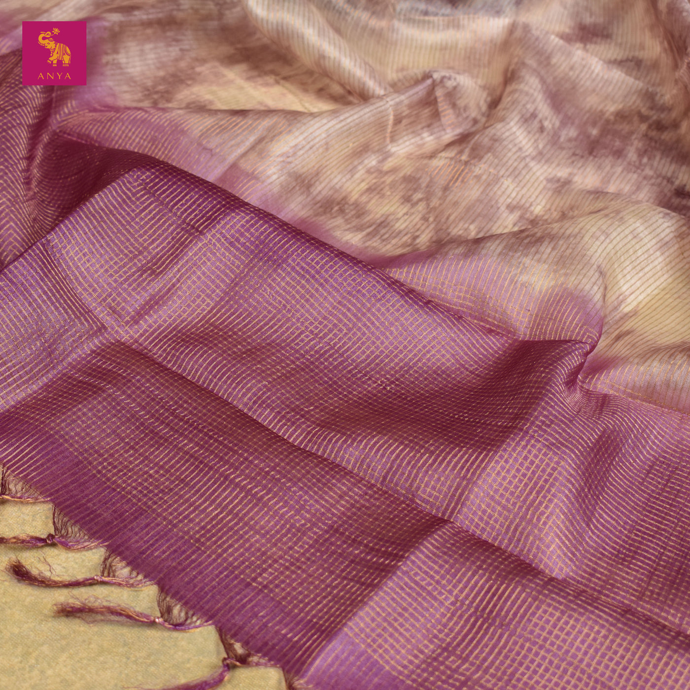 Magenta Tussar Silk Salwar with Zari Checks Design