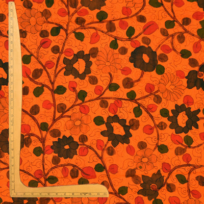 Orange Pen Kalamkari Fabric
