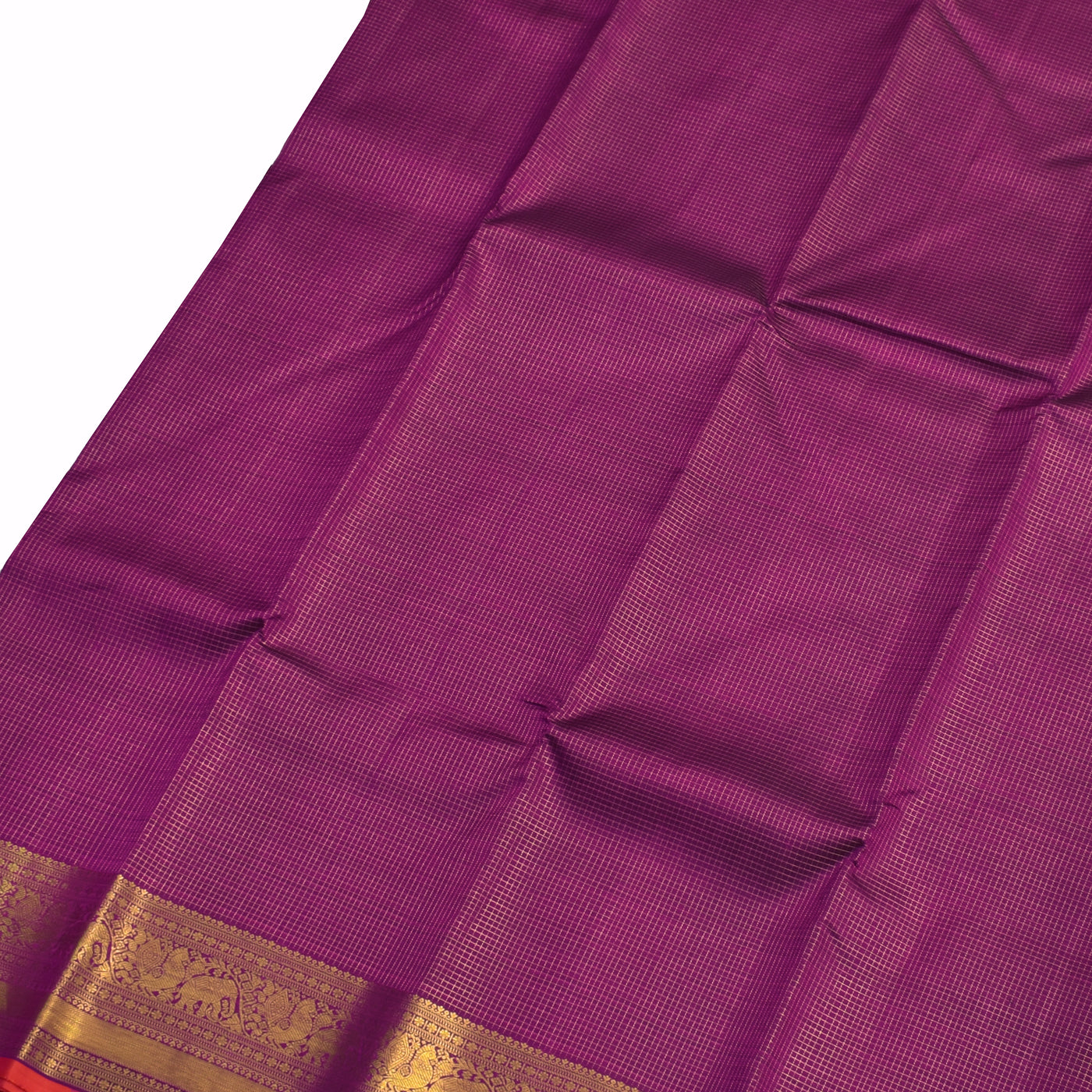 Purple Kanchipuram Silk Saree with Small Zari Checks Design