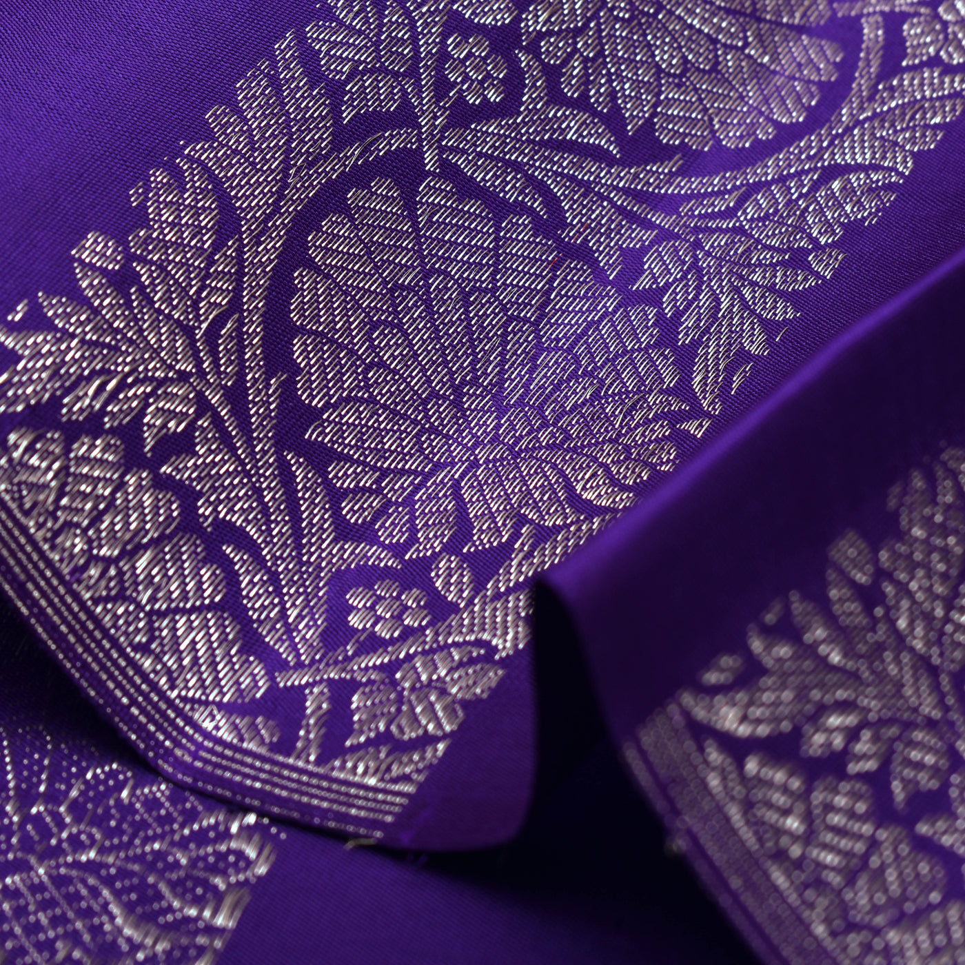 Violet Kanchi Silk Fabric with Kodi Creeper Design