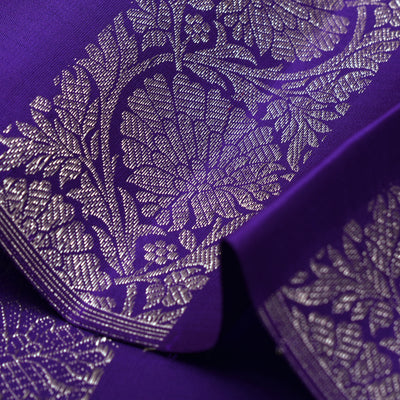 Violet Kanchi Silk Fabric with Kodi Creeper Design