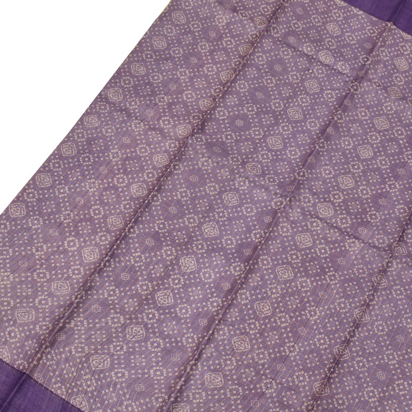 Lavender Tussar Silk Saree with Bhandhini Print Design