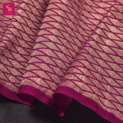 Rani Pink Banarasi Silk Fabric with Diamond Getti Zari Design