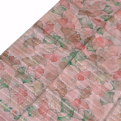 Onion Pink Organza Silk Saree with Floral Sequins Design