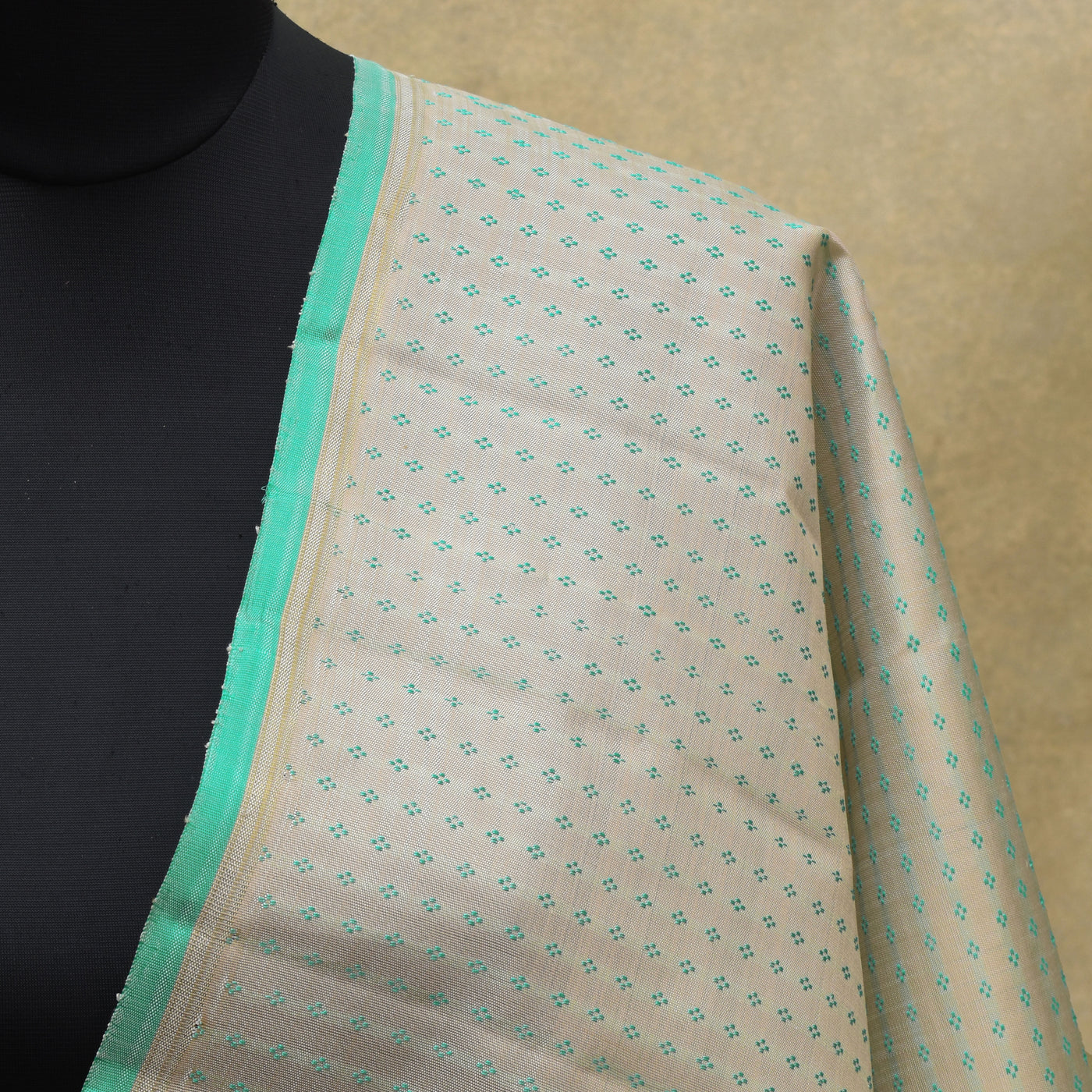 Off White Kanchi Silk Dupatta with Thread Kuligai Butta Design