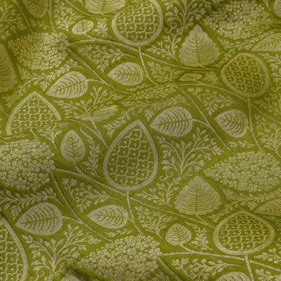 Mehandhi Green Banarasi Silk Fabric with Creeper Design