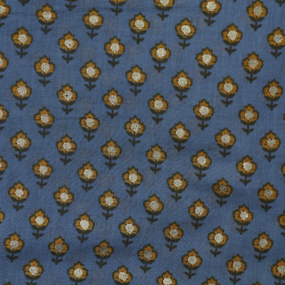 Grey Maheshwari Silk Fabric with Floral Design