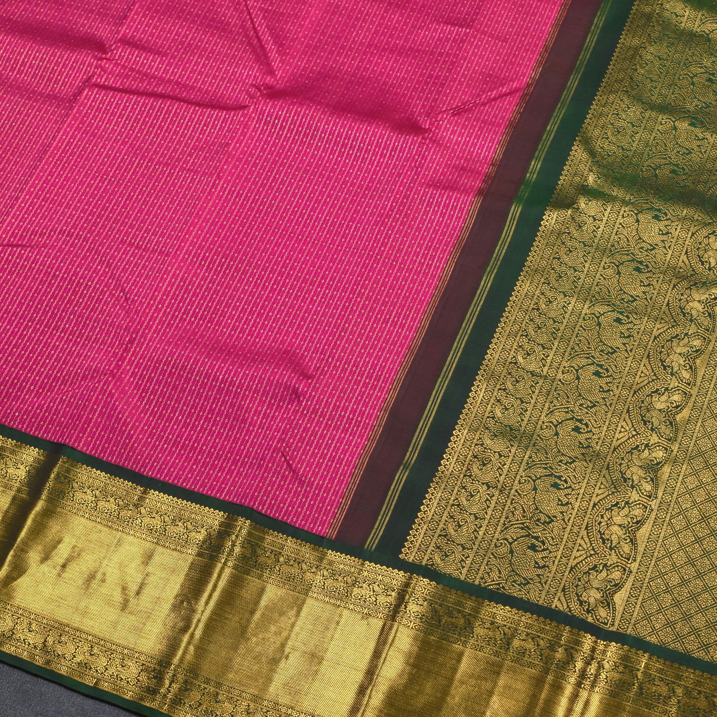 Rani Pink Kanchipuram Silk Saree with Vairaoosi Design