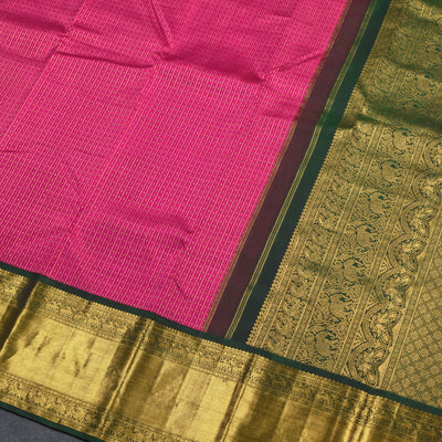 Rani Pink Kanchipuram Silk Saree with Vairaoosi Design