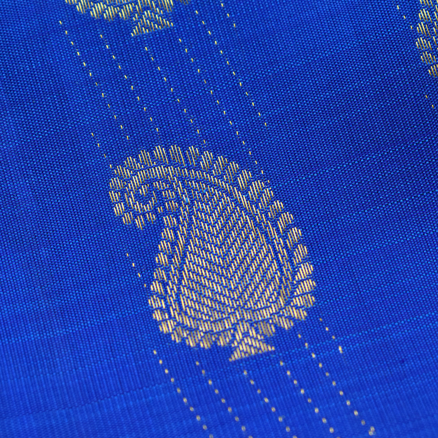 Royal Blue Kanchi Silk Fabric with Mango Butta Design