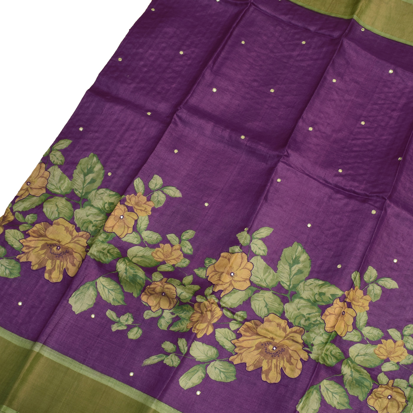 Lavender Tussar Silk Saree with Floral Printed Design