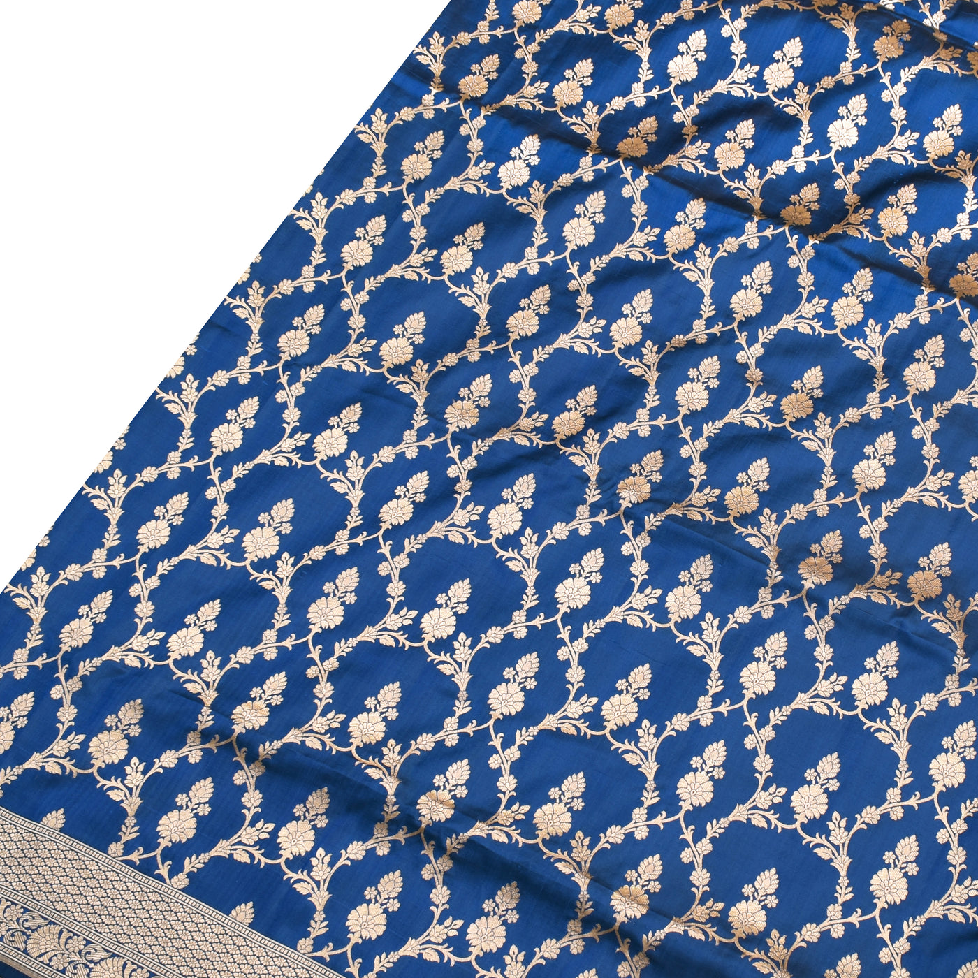 Royal Blue Banarasi Silk Saree with Zari Creeper Design