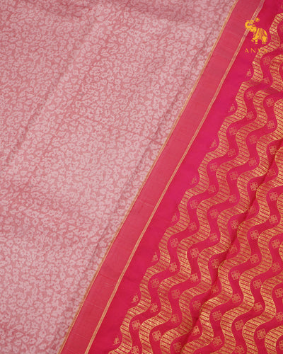 Onion Pink Printed Kanchi Silk Saree with Mirror Work Design
