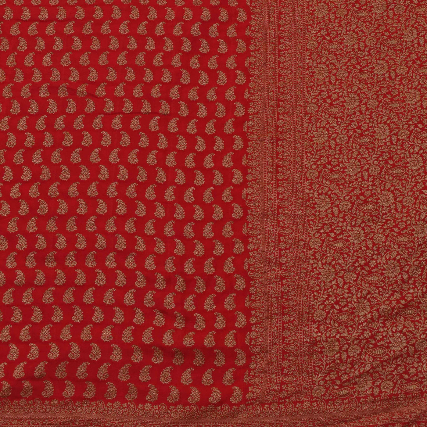Arakku Thakkali Crepe Banarasi Silk Saree with Zari Butta Design