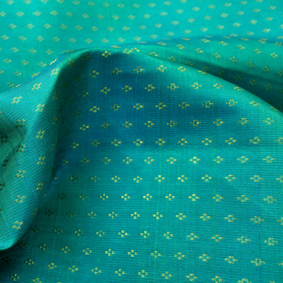 Rexona Blue Kanchi Silk Fabric with Kuligai Butta Design