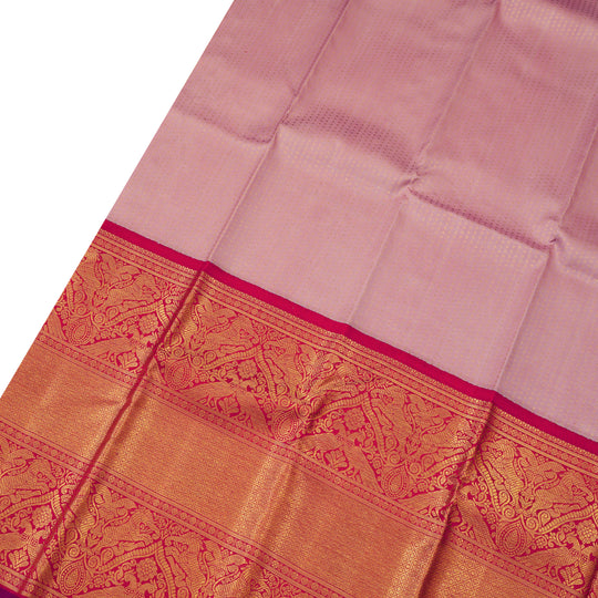 ONION PINK KANCHIPURAM SILK SAREE WITH LAKSHADEEPAM DESIGN
