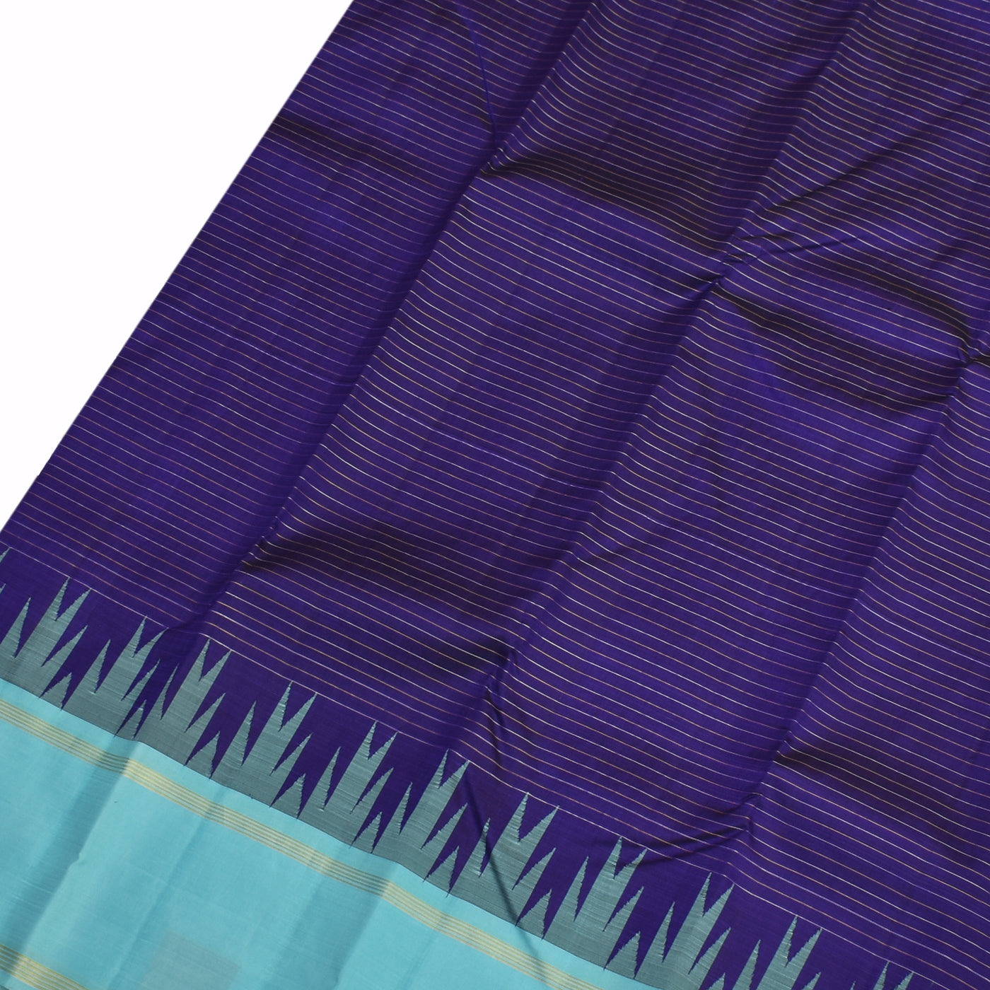 Meenakshi Blue Kanchipuram Silk Saree with Stripes Design