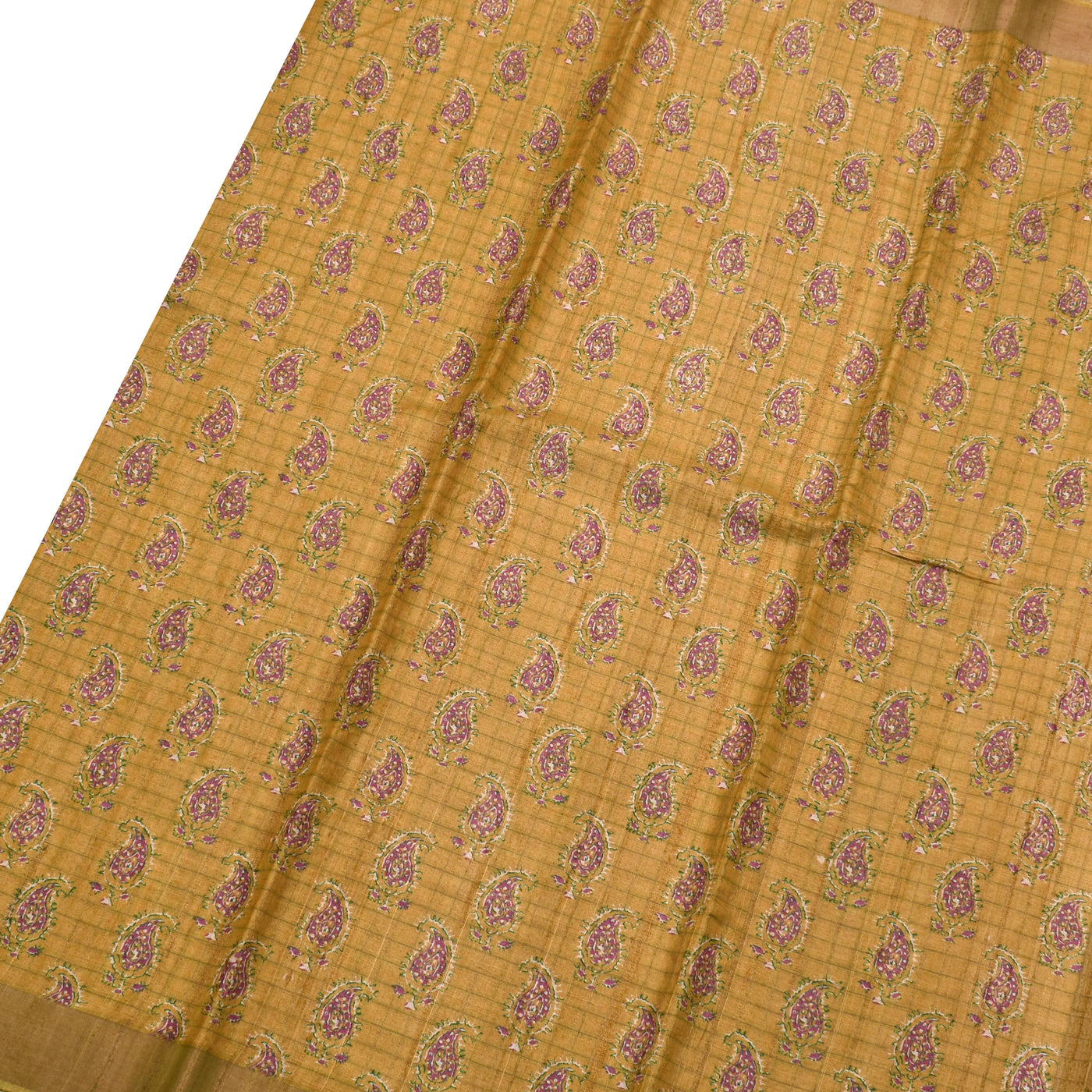 Mustard Tussar Silk Saree with Mango Printed Design