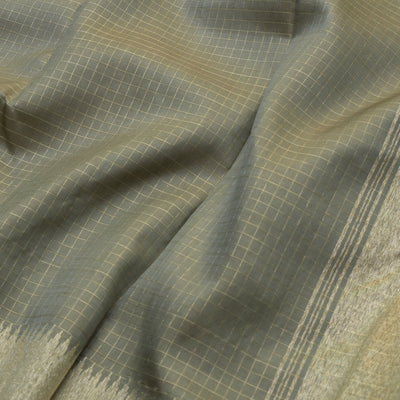 Grey Kanchi Silk Saree with Small Zari Kattam Design