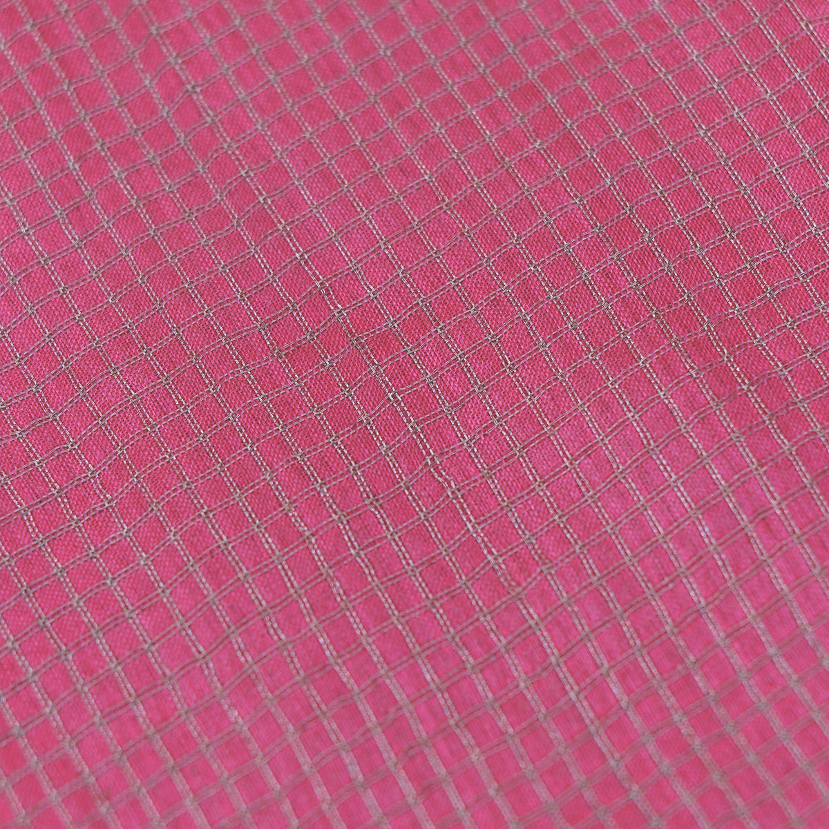 Rani Arakku Tussar Silk Fabric with Zari Checks Design