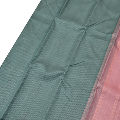 Mint Green Kanchipuram Silk Saree with Small Zari Checks Design