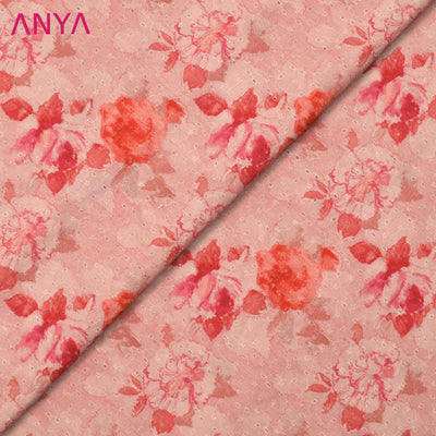 Pink and Multicolor Hakoba Cotton Fabric with Floral Design
