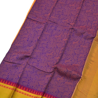 Violet Kanchi Cotton Saree with Vanasingaram Design