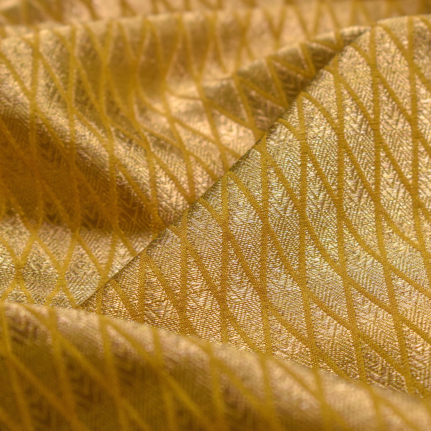 Mustard Banarasi Silk Fabric with Diamond Getti Zari Design