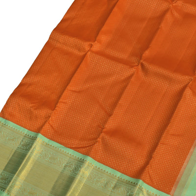 Orange Kanchipuram Silk Saree with Star Butta Design