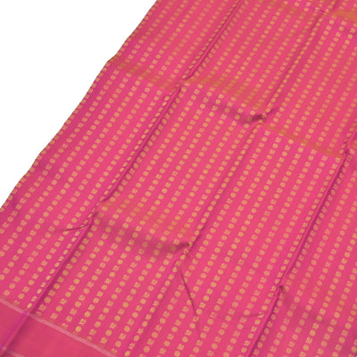 Peach Organza Kanchipuram Silk Saree with Mayil Chakaram Design