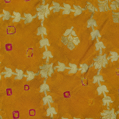 Mustard Bandhani Silk Fabric