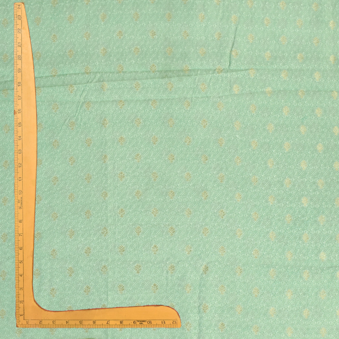 Mint Green Banarasi Silk Fabric with Thread Zari Butta Design