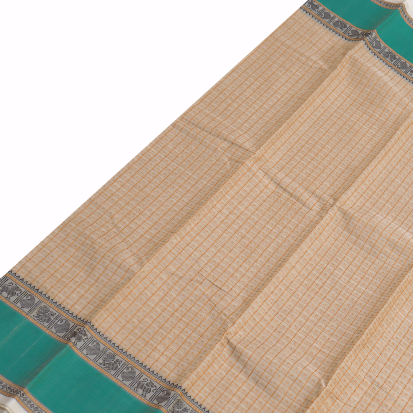 Off White Kanchi Cotton Saree with Kattam Design