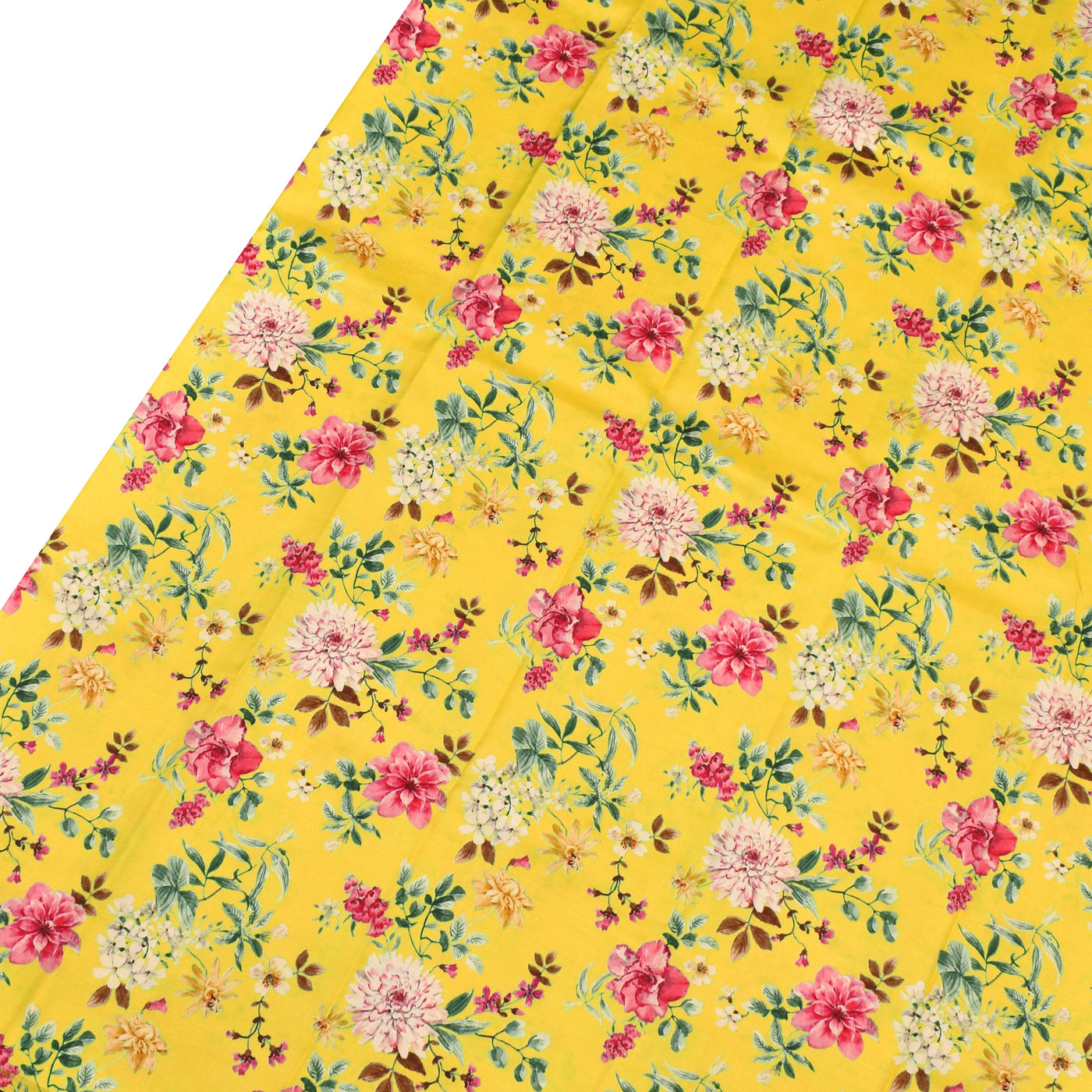 Yellow Printed Kanchi Silk Saree with Floral Design