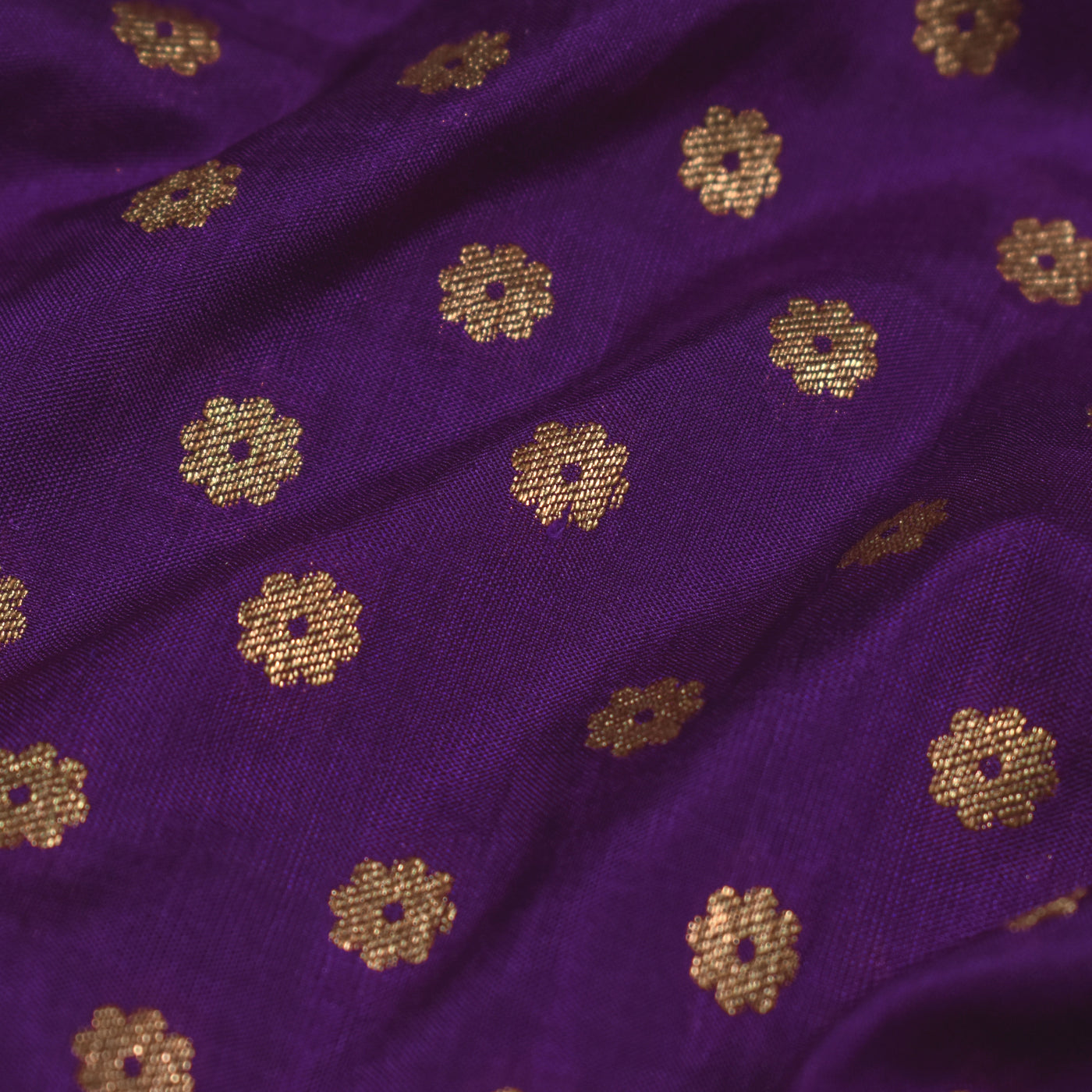 Violet Banarasi Silk Fabric with Kammalam Butta Design