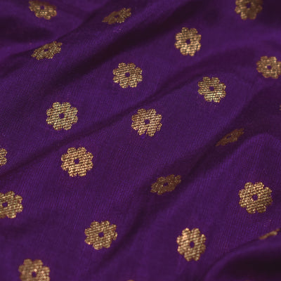 Violet Banarasi Silk Fabric with Kammalam Butta Design