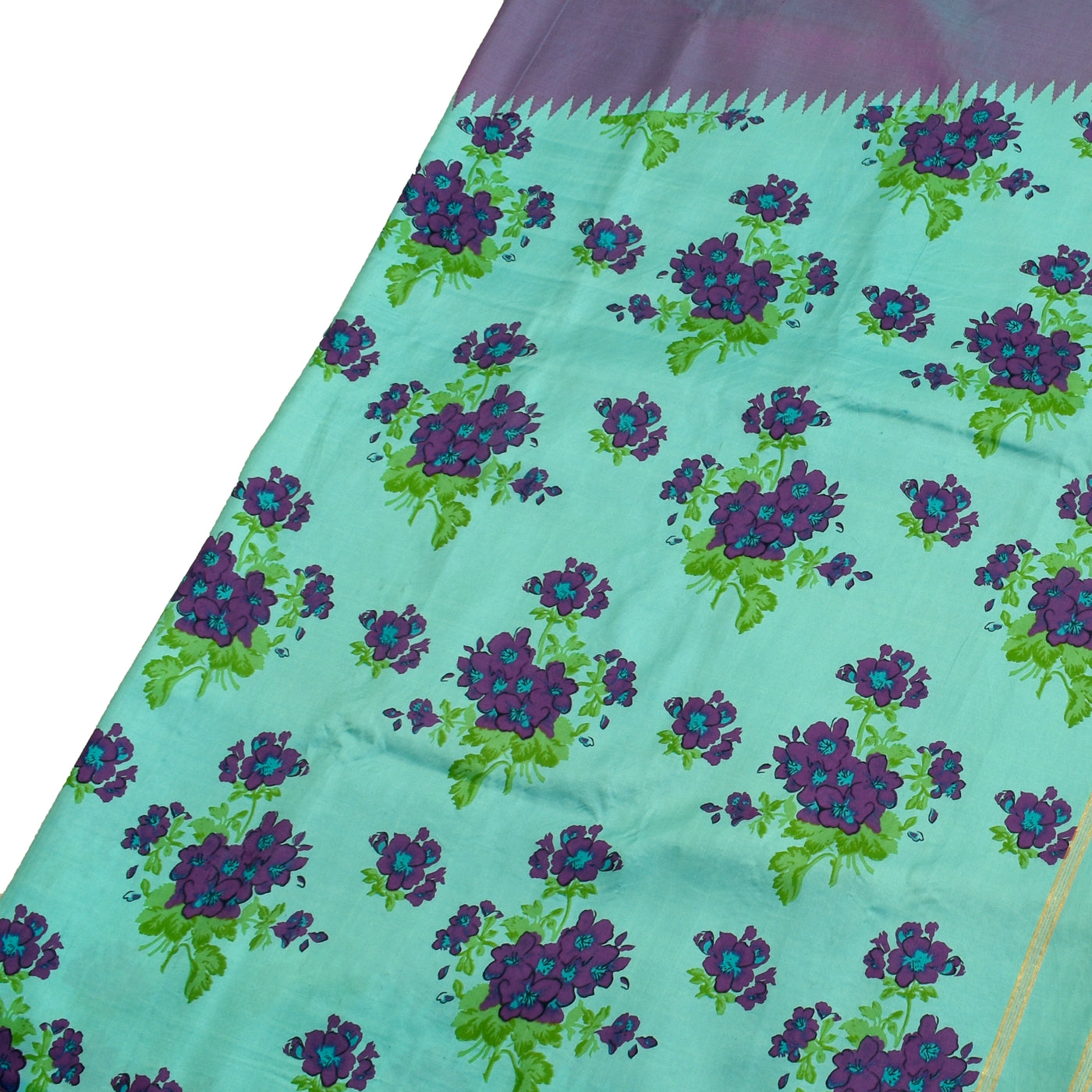 Rexona Blue Printed Kanchi Silk Saree with Floral Printed Design