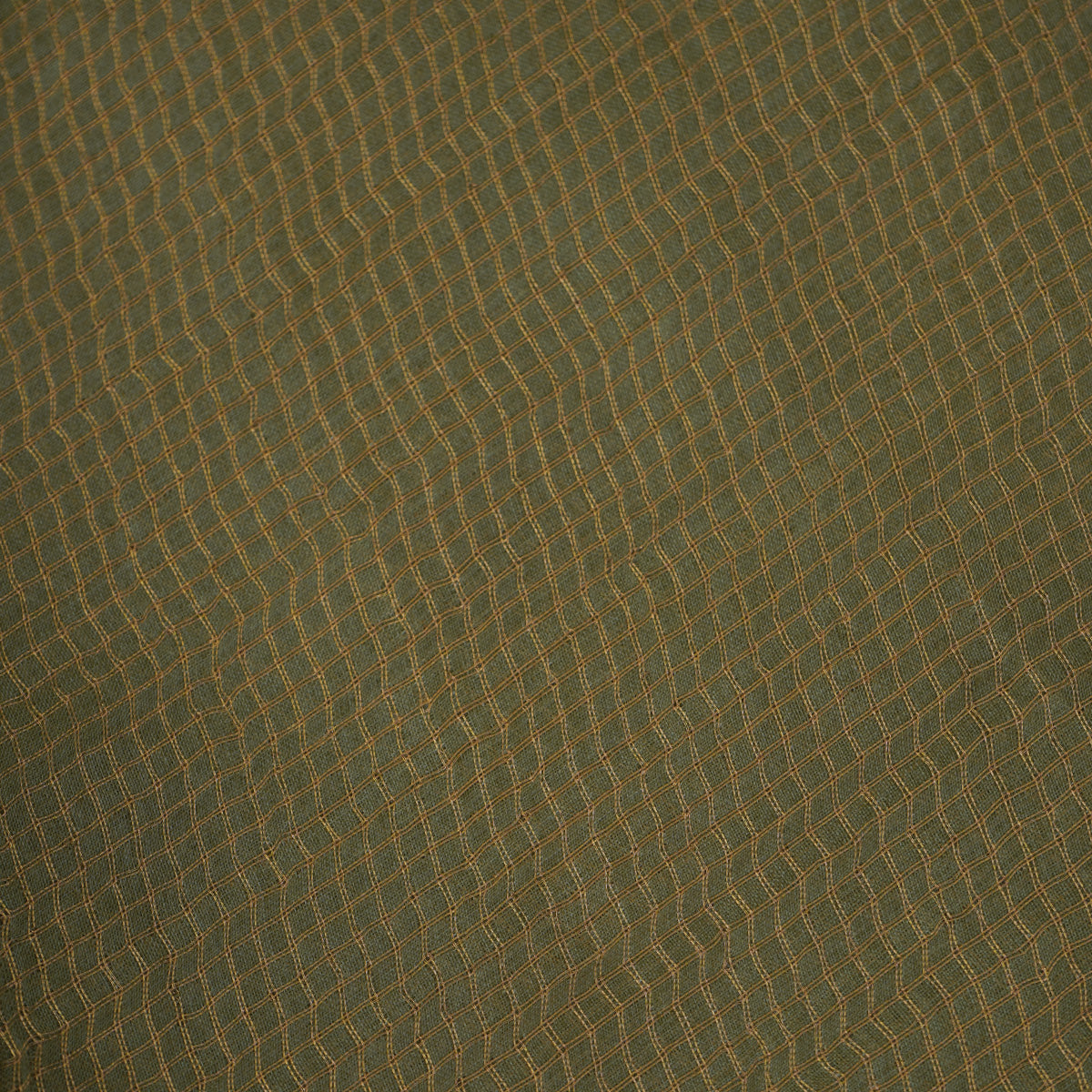 Chutney Green Tussar Silk Fabric with Gold Zari Kattam Design
