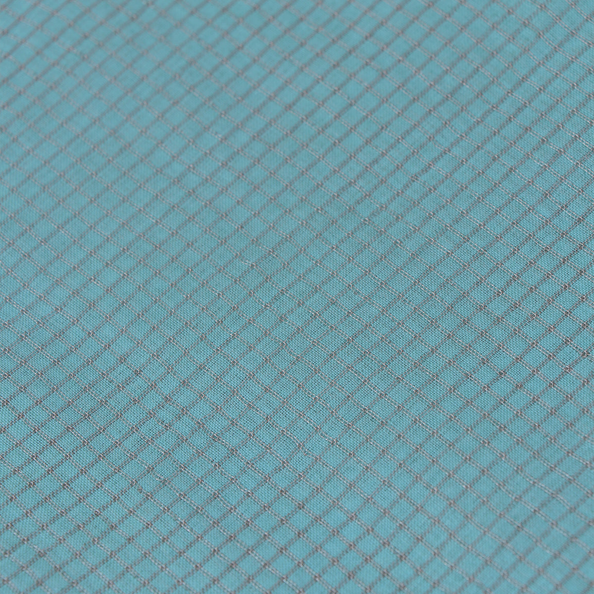 Baby Blue Tussar Silk Fabric with Zari Checks Design