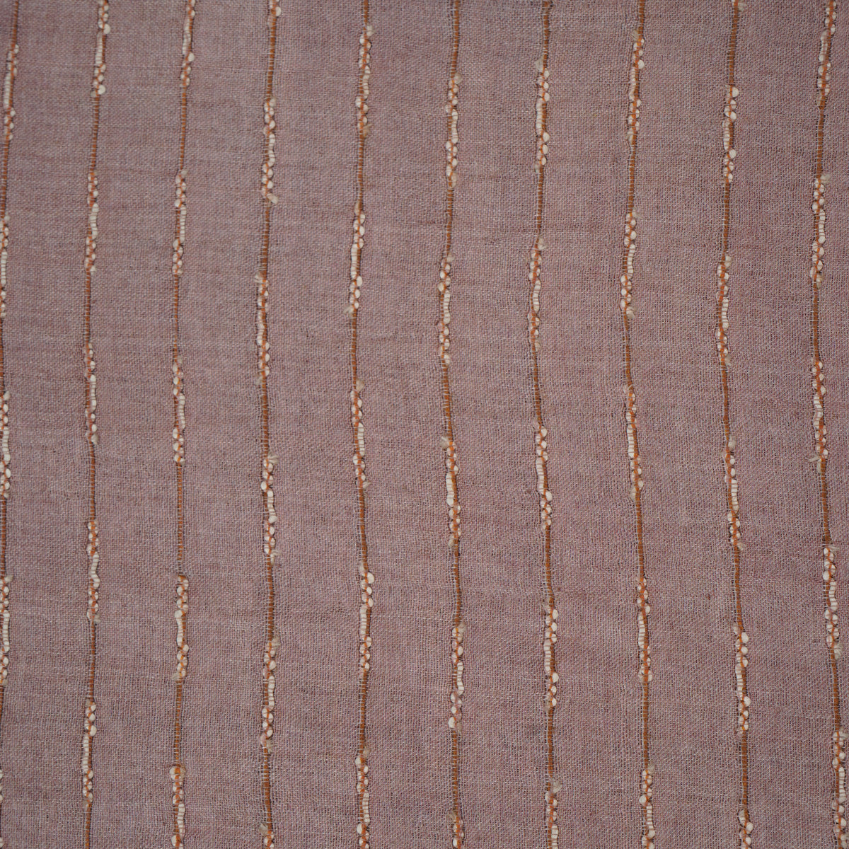 Brown Tussar Silk Fabric with Thread Lines Design