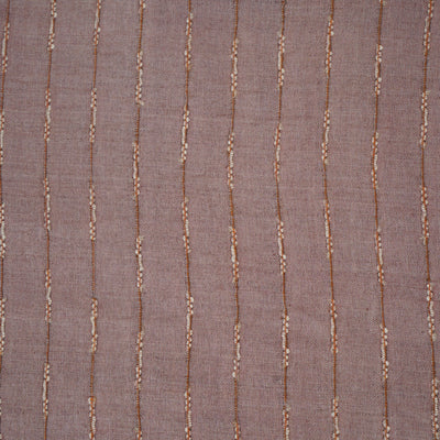Brown Tussar Silk Fabric with Thread Lines Design