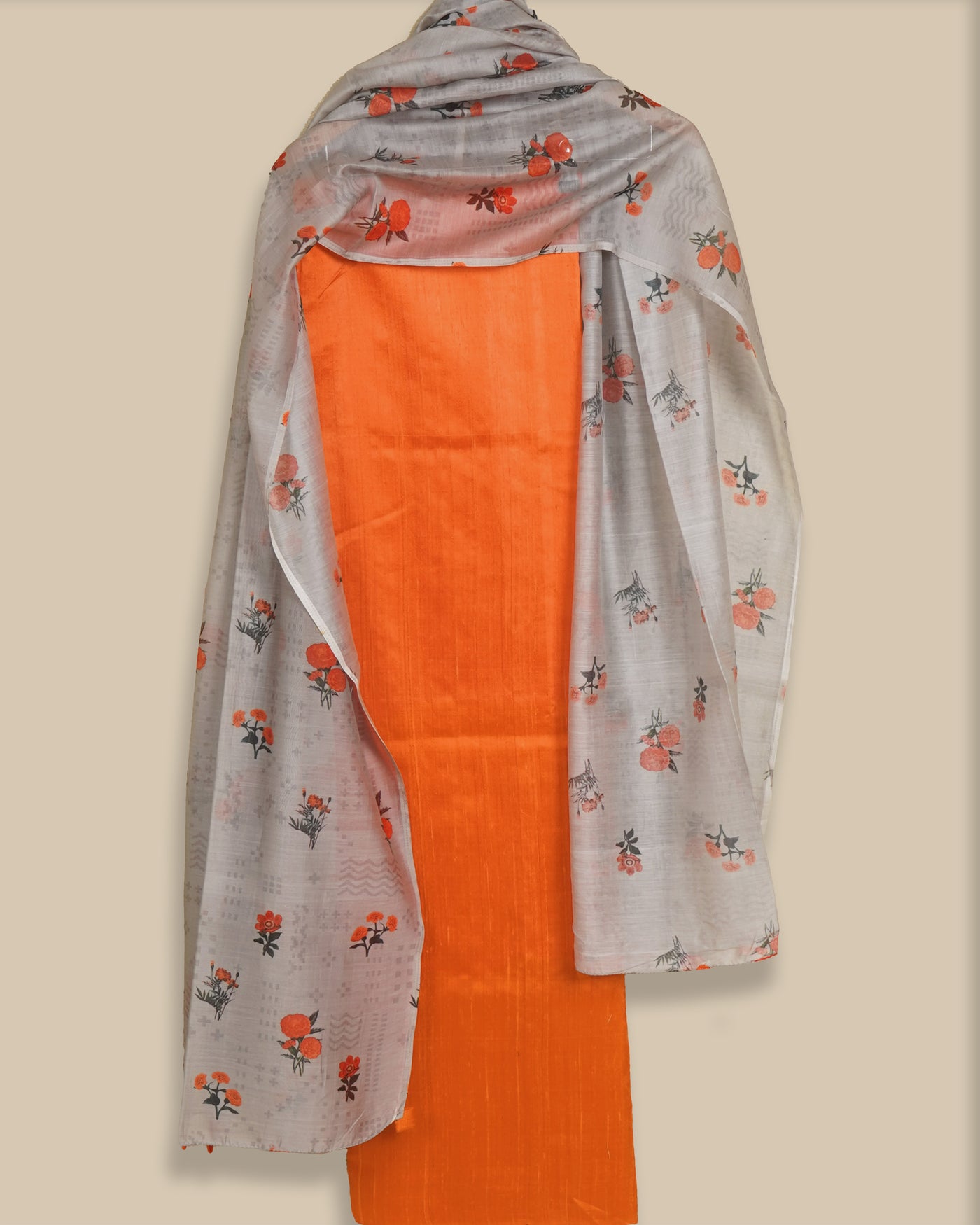 Orange Tussar Raw Silk Salwar