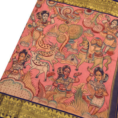 Onion Pink Pen Kalamkari Silk Saree