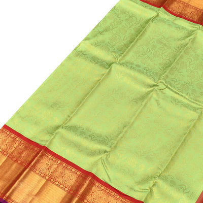 Apple Green Kanchipuram Silk Saree with Zari Creeper Design