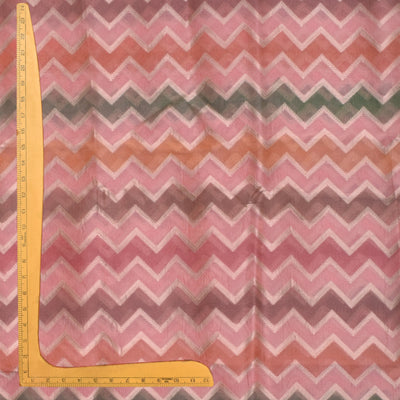 Baby Pink Organza Fabric with Zig Zag Design