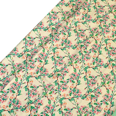 Off White Printed Kanchi Silk Saree with Floral Print Design