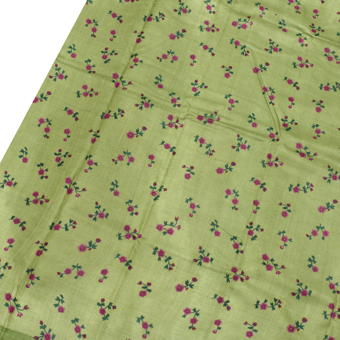 Apple Green Tussar Silk Saree with Small Flower Printed Design