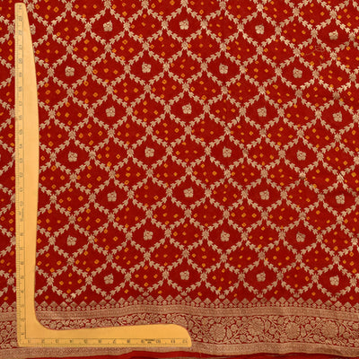 Red Bandhani Silk Fabric