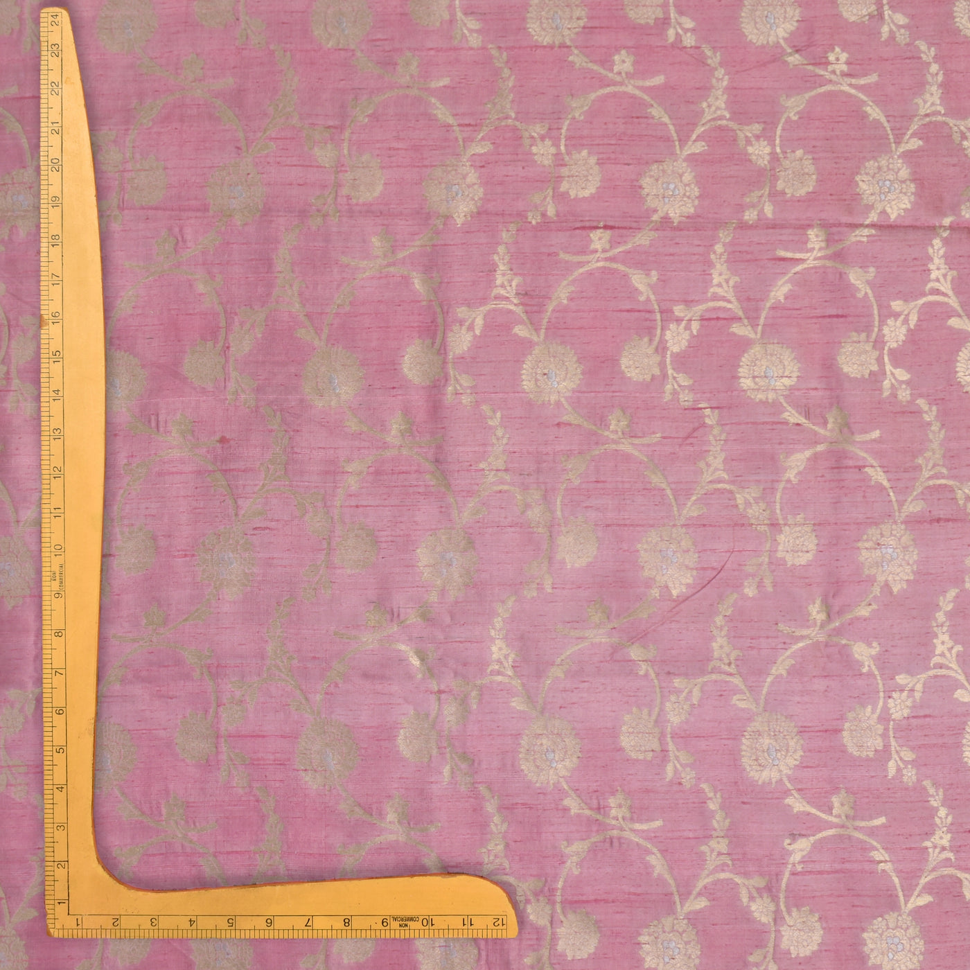 Baby Pink Banarasi Silk Fabric with Creeper Design