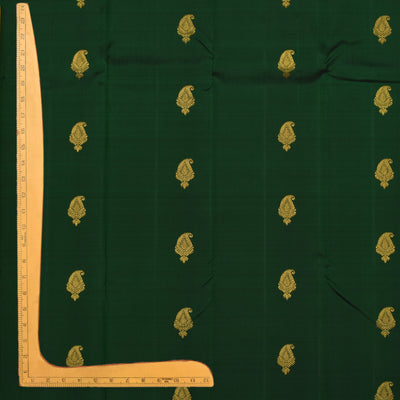 Bottle Green Kanchi Silk Fabric with Mango Butta Design